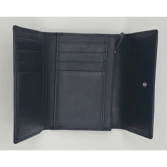 Coach Trifold Fabric Wallet Black with Signature 'C' - Picture 5 of 6